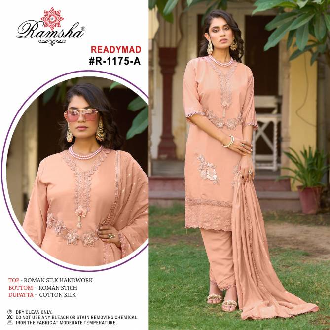 R 1175 Ramsha Nx Roman Silk Pakistani Readymade Suits Wholesale Shop in Surat